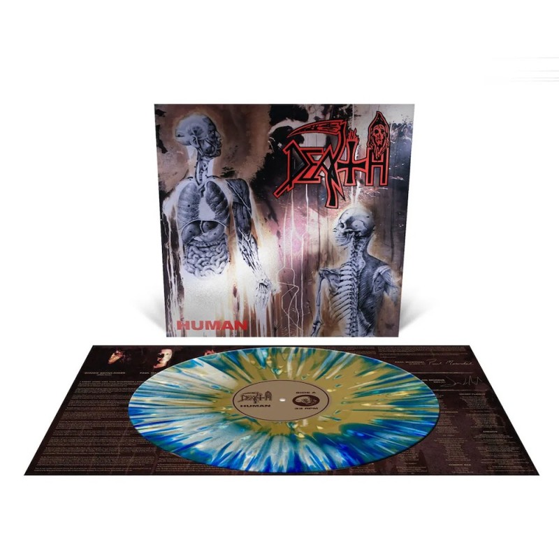 DEATH - Human - FOIL JACKET - WHITE, BLUE AND GOLD MERGE WITH SPLATTER LP