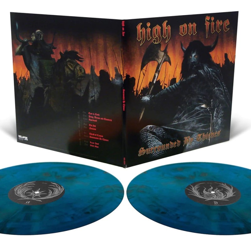 HIGH ON FIRE - Surrounded By Thieves - AQUA BLUE AND BLACK GALAXY MERGE 2LP