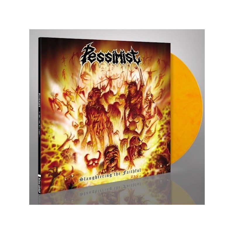 PESSIMIST - Slaughtering The Faithful - YELLOW, RED & ORANGE MARBLED LP