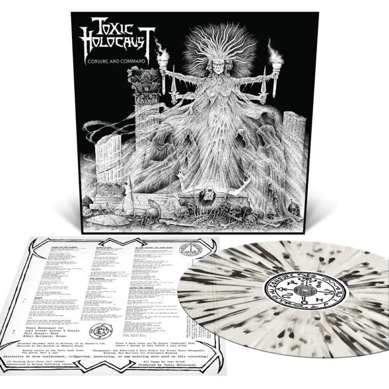 TOXIC HOLOCAUST - Conjure And Command - MILKY CLEAR WITH BLACK, WHITE AND GREY SPLATTER LP