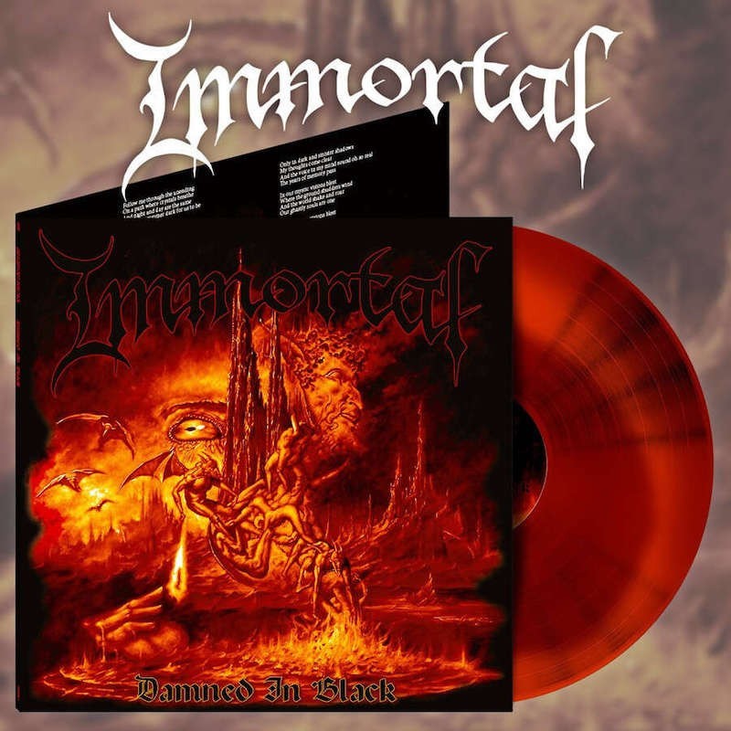 IMMORTAL - Damned In Black - ALTERNATE ARTWORK OXBLOOD & ORANGE CRUSH LP