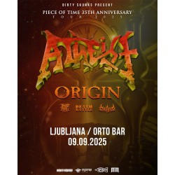 ATHEIST, ORIGIN, DEATH RATTLE, GORGATRON, INFESTED ANGEL - LJUBLJANA, 09.09.2025 - TICKET